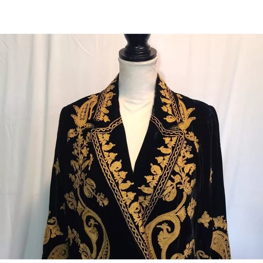 New W/Tags Free People Black Embroidered Magic Carpet Ride Blazer Small - Picture 6 of 12